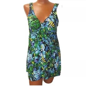 Swimsuits For All Wireless Swim Dress Woman Plus 14W Tropical One Pc Swimsuit